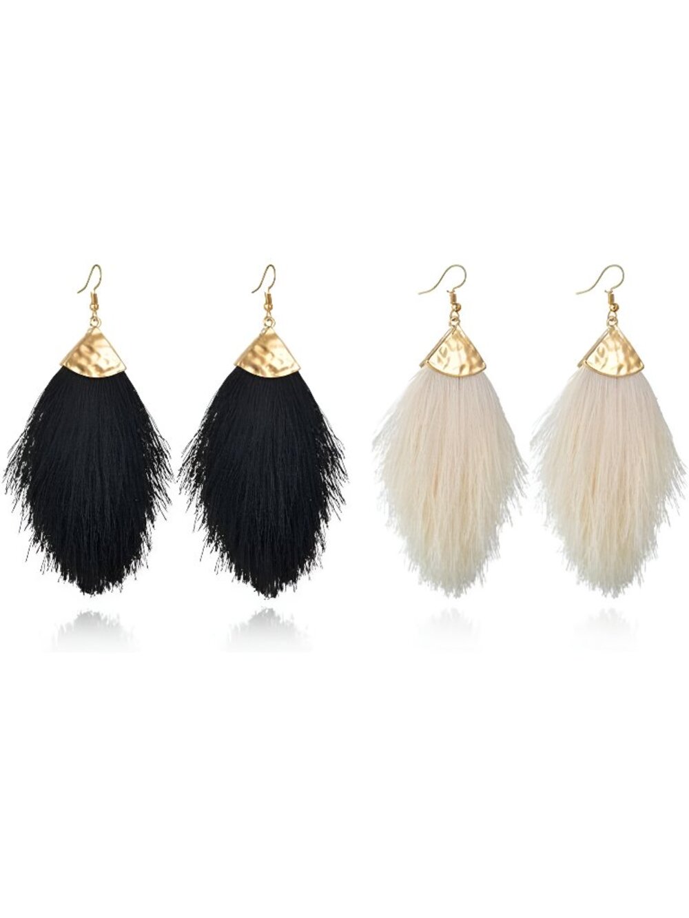Chic Fringe Tassel Statement Dangle Earrings Boho Long Feather Drops for Women